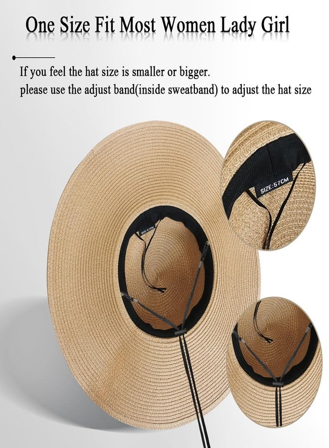 DECHISY Beach Hats for Women, Straw Hats for Women Sun Hat Floppy, Wide Brim Hats for Women Foldable UPF 50+ UV Protection Summer Hat Khaki - Image 3